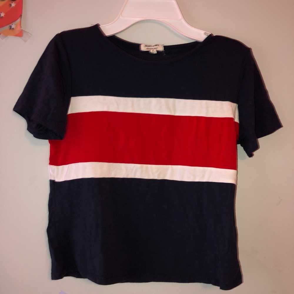Heart and hips navy blue striped cotton T-shirt